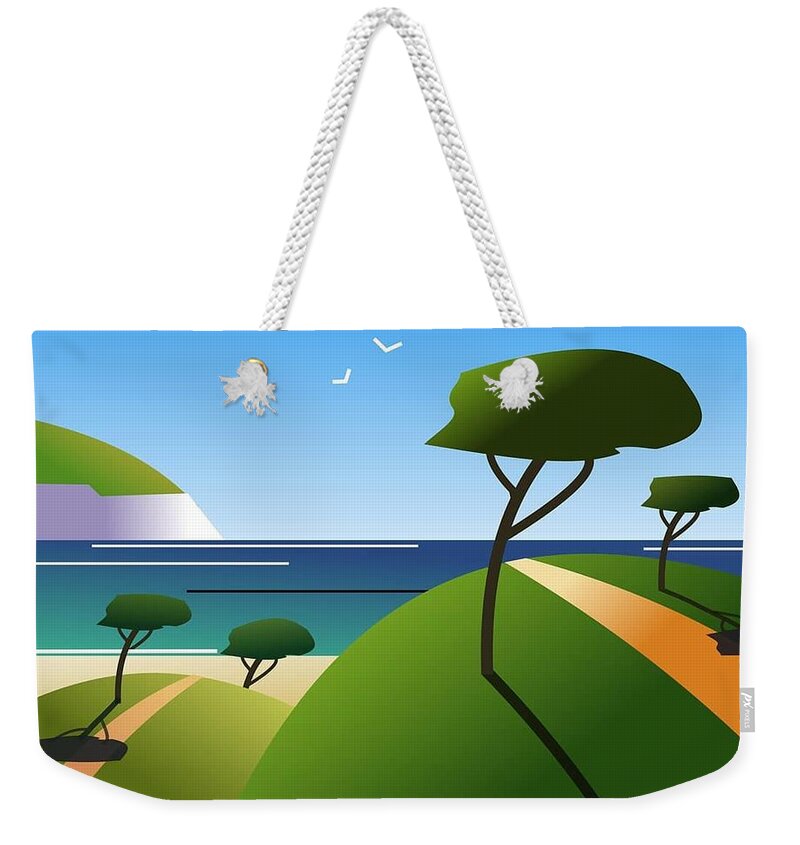 Beach Weekender Tote Bag featuring the digital art The path to the beach by Fatline Graphic Art