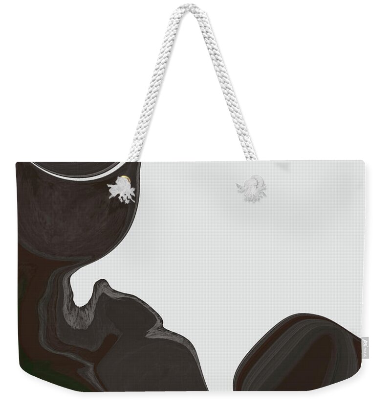 The Pensieve Weekender Tote Bag featuring the digital art The Pensieve 3 - Modern Contemporary Abstract painting - Brown, Grey, White by Studio Grafiikka