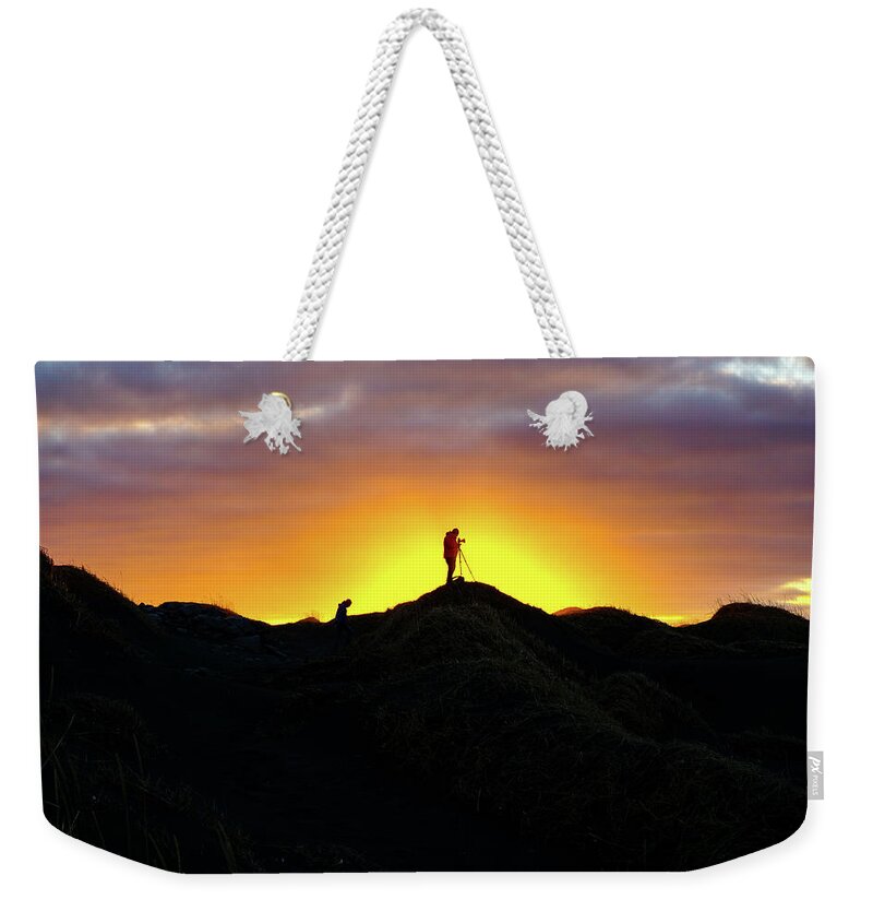 Sunset Weekender Tote Bag featuring the photograph Finding The Light - Ring Road, Iceland by Earth And Spirit