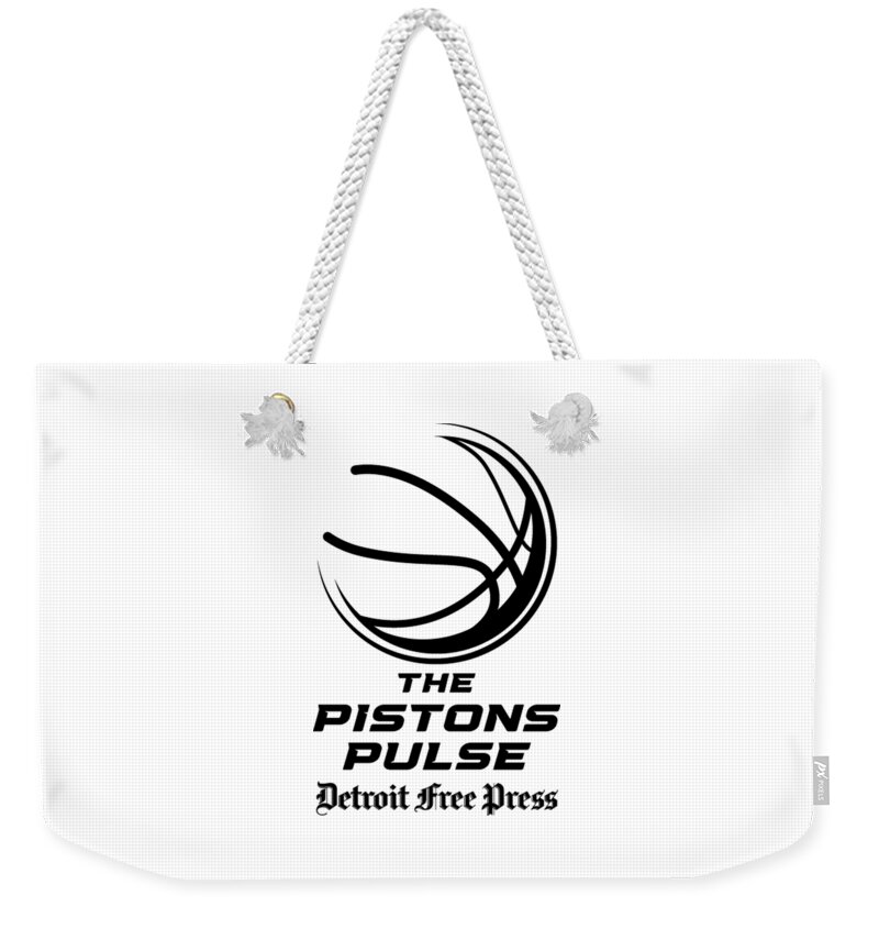 Pistons Weekender Tote Bag featuring the digital art The Pistons Pulse Black Logo by Gannett