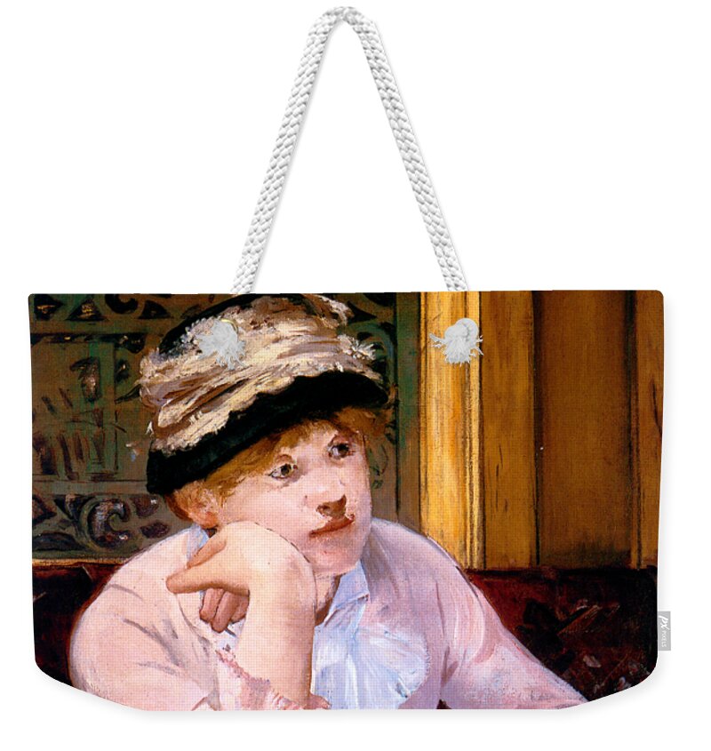 Edouard Weekender Tote Bag featuring the painting The Plum 1878 by Edouard Manet