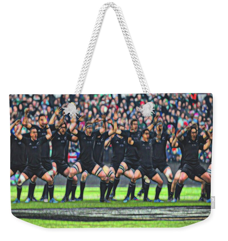 Rugby Image Weekender Tote Bag featuring the digital art The Power of the Haka by Donna Watson - Hall and ArtcrewNZ