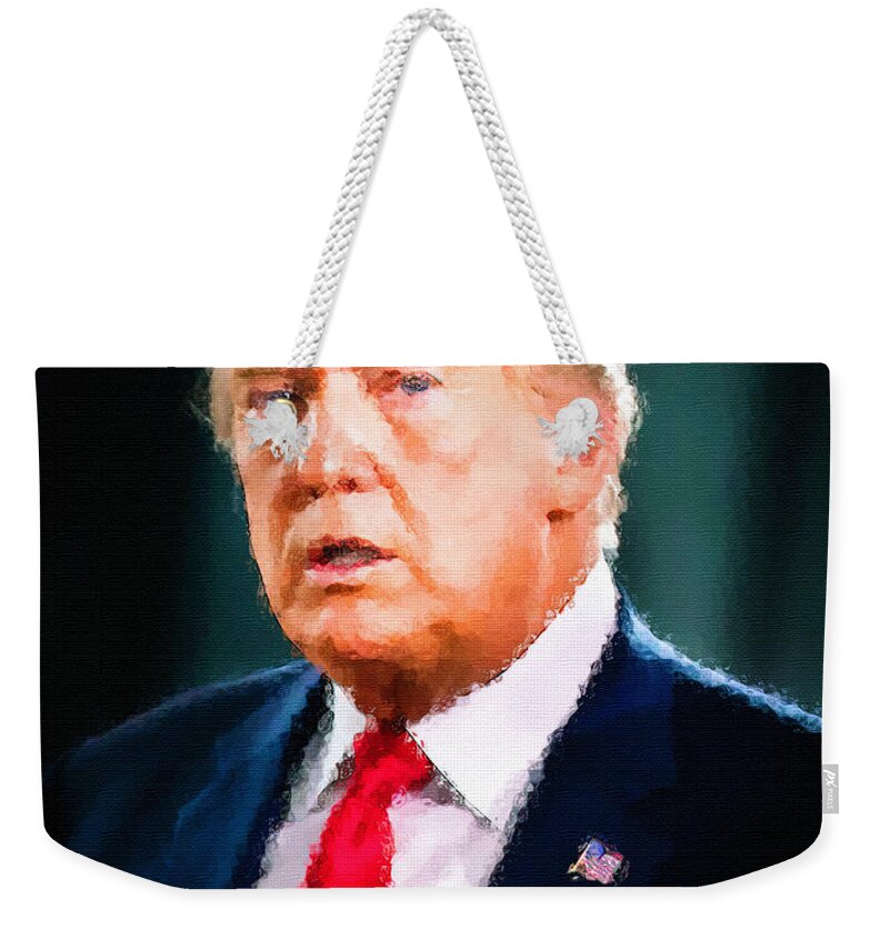 The President Of The United States Weekender Tote Bag featuring the mixed media The President of the United States by Pheasant Run Gallery