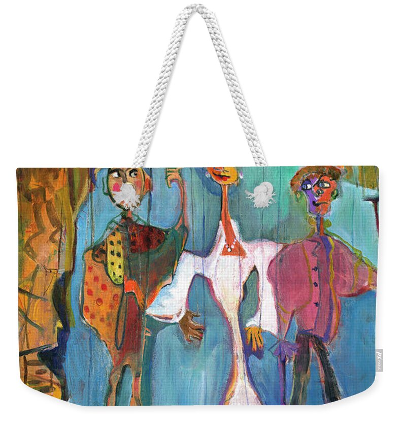 The Puppets Weekender Tote Bag featuring the painting The Puppets by Cherie Salerno