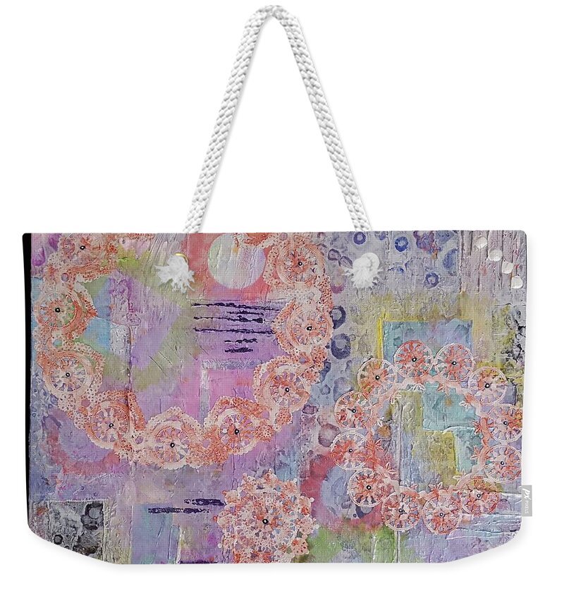 Acrylic Weekender Tote Bag featuring the painting The Purple Reveal by Diana Hrabosky
