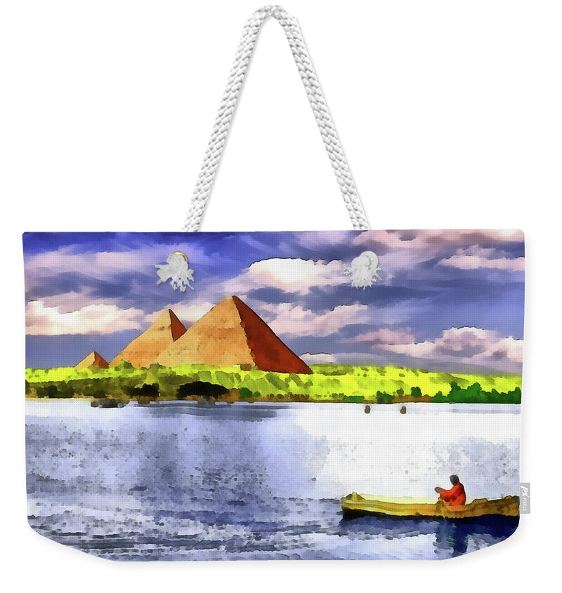 The Pyramids Of Gizah Weekender Tote Bag featuring the painting The Pyramids of Gizah by George Rossidis