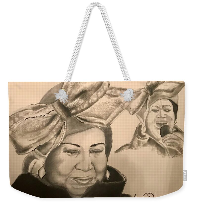  Weekender Tote Bag featuring the drawing The Queen by Angie ONeal
