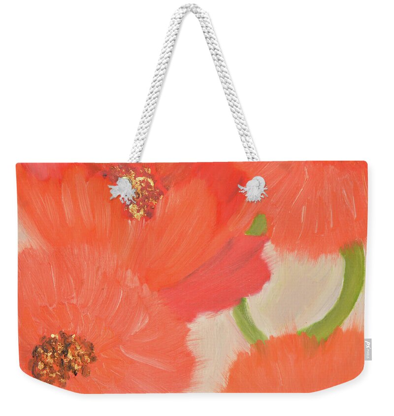 Flowers Weekender Tote Bag featuring the painting The Red Flowers by Anita Hummel