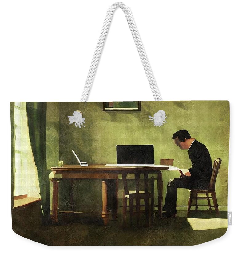 Research Weekender Tote Bag featuring the digital art The Researcher by Ally White