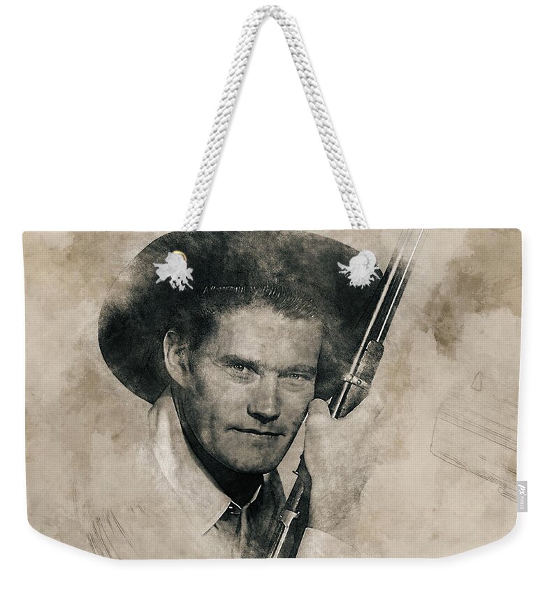 Kevin Joseph Aloysius Connors Weekender Tote Bag featuring the mixed media The Rifleman, Chuck Connors by Pheasant Run Gallery