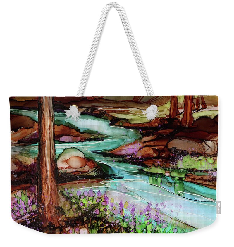  Weekender Tote Bag featuring the painting The River Gorge by Julie Tibus