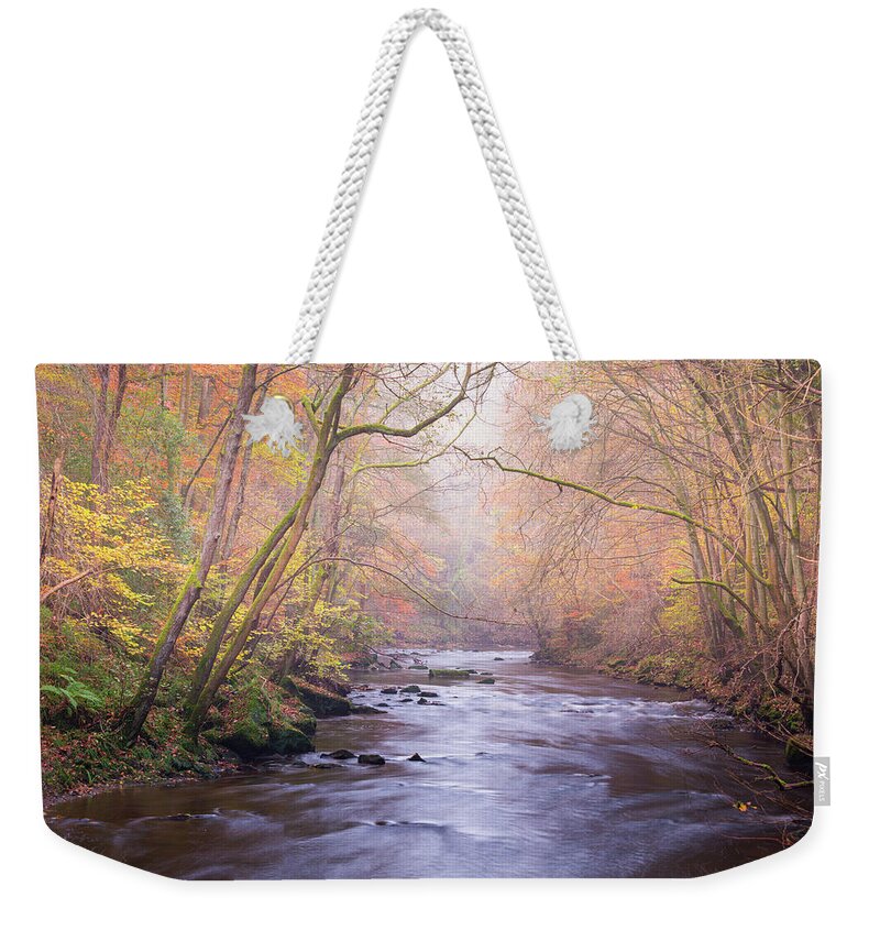 River Weekender Tote Bag featuring the photograph The River in Autumn by Anita Nicholson