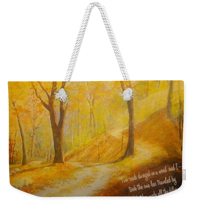 New England Weekender Tote Bag featuring the painting The Road Less Taken by ML McCormick