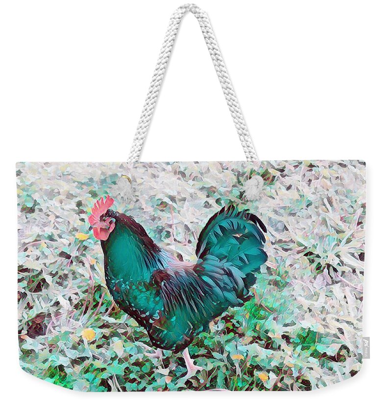 Rooster Weekender Tote Bag featuring the photograph The Rooster Colorful by Cathy Anderson