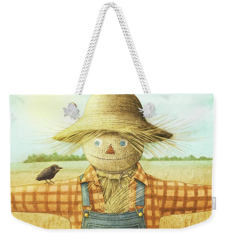 Scarecrow Weekender Tote Bag featuring the drawing The Scarecrow by Eric Fan