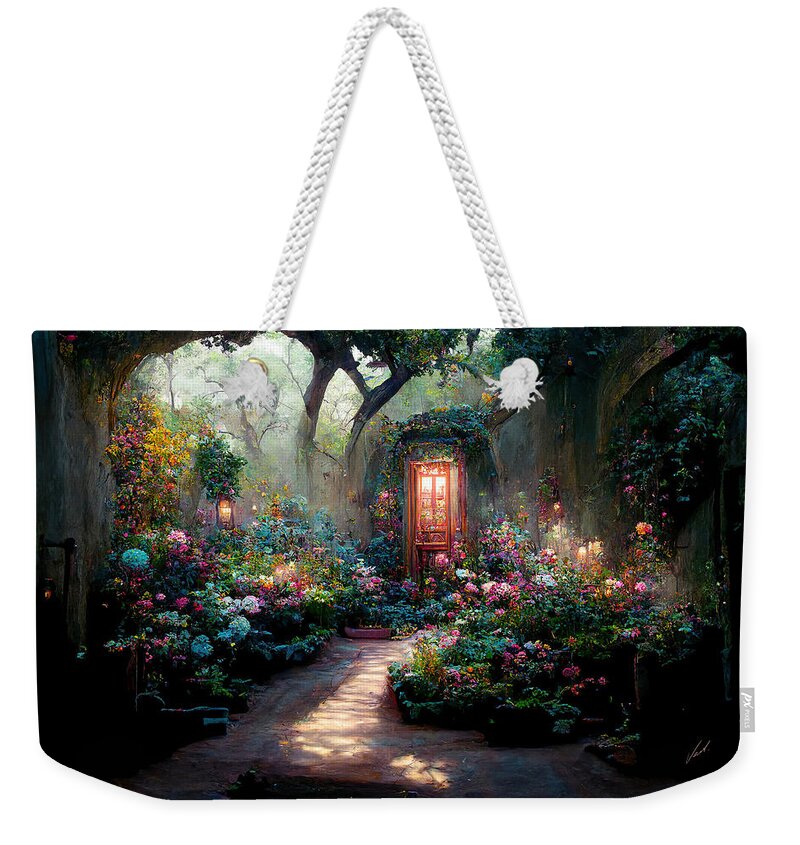 The Secret Garden Weekender Tote Bag featuring the painting The Secret Garden - oryginal artwork by Vart. by Vart