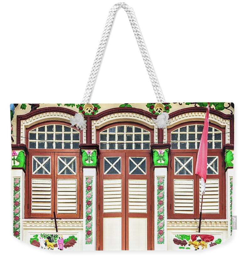 Singapore Weekender Tote Bag featuring the photograph The Singapore Shophouse 36 by John Seaton Callahan