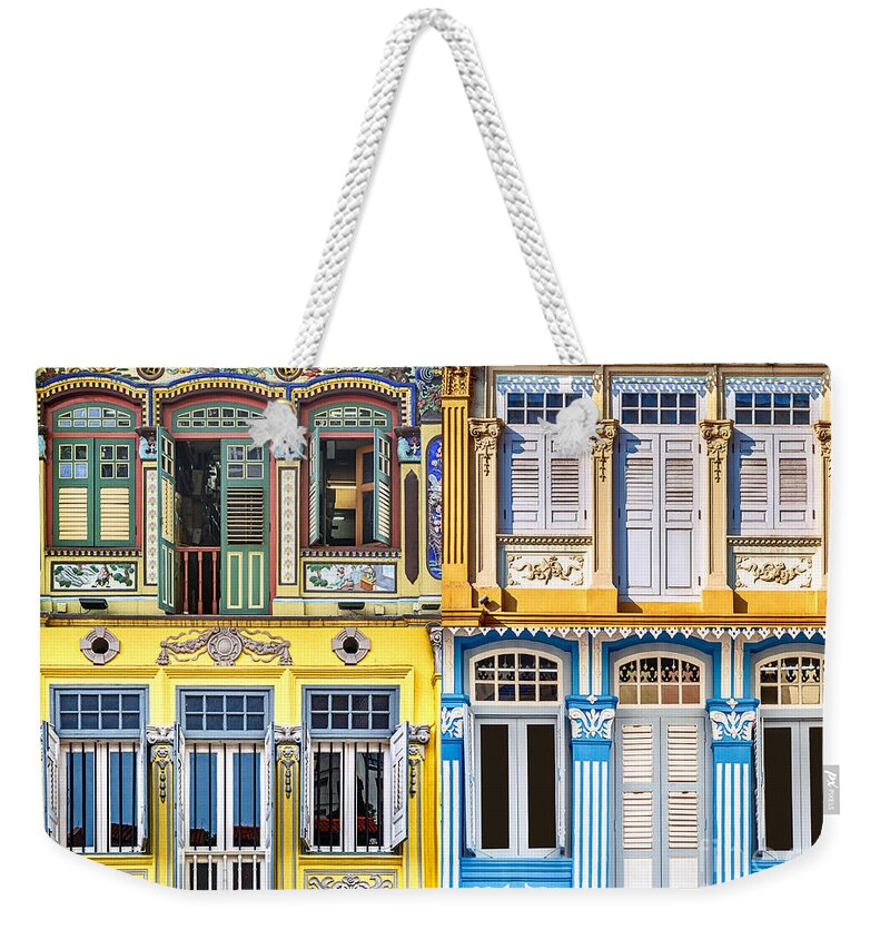 Singapore Weekender Tote Bag featuring the photograph The Singapore Shophouse 4 by John Seaton Callahan