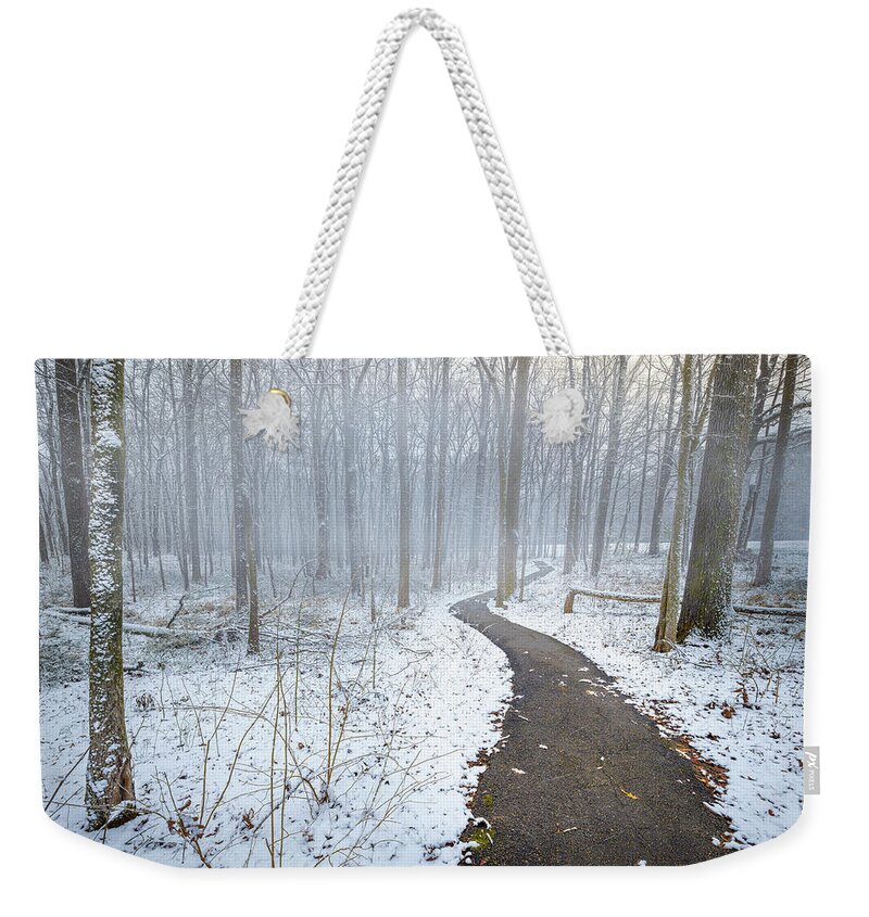 Snow Day Weekender Tote Bag featuring the photograph The Snowy Path by Jordan Hill