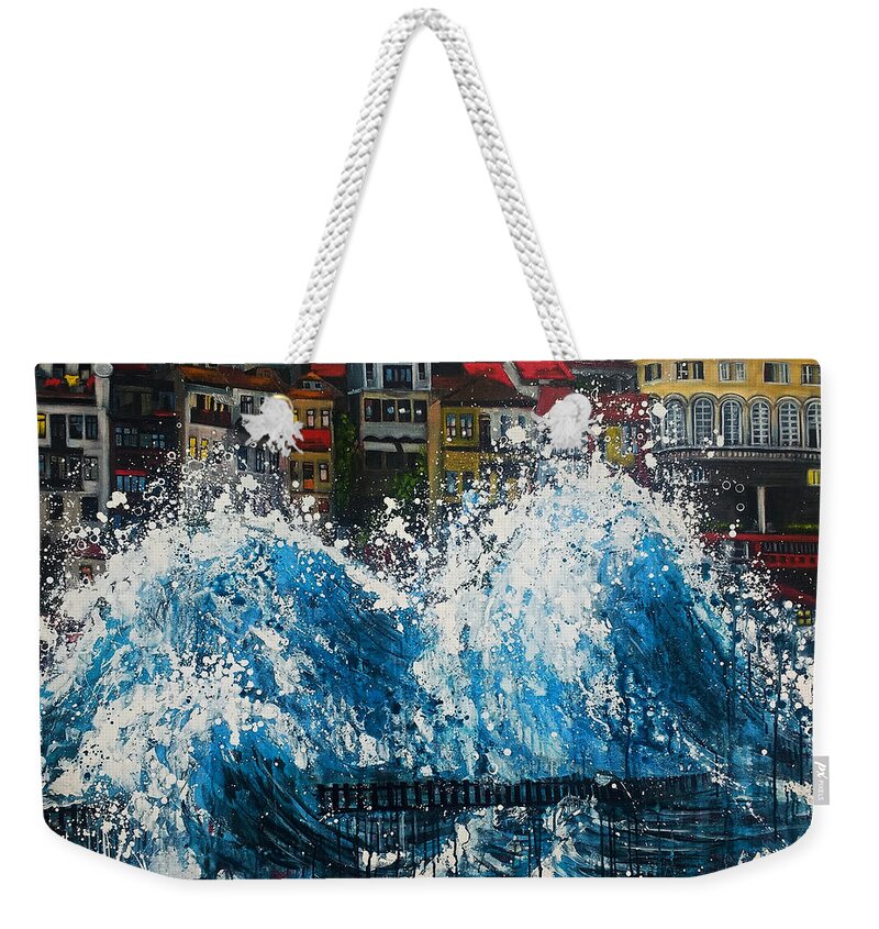 Art Weekender Tote Bag featuring the painting The Storm- LARGE WORK by Angie Wright