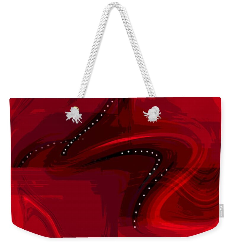 Spiritual Abstract Weekender Tote Bag featuring the digital art The Struggle - Red and Black Spiritual Abstract Art by Shelli Fitzpatrick