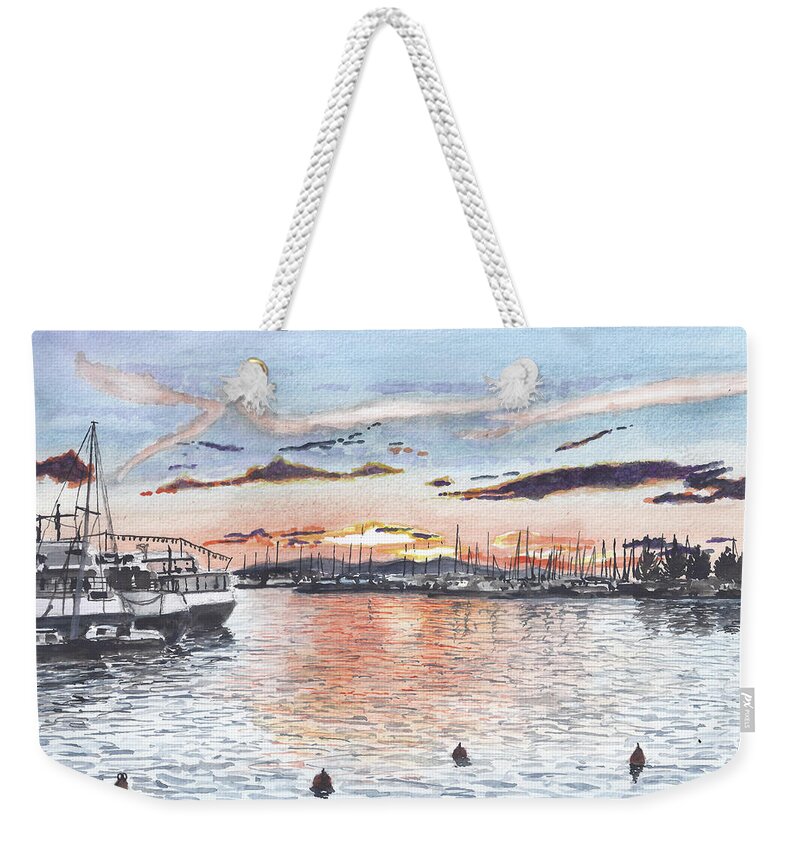  Weekender Tote Bag featuring the painting The Sunset in Zadar II, Croatia by Francisco Gutierrez