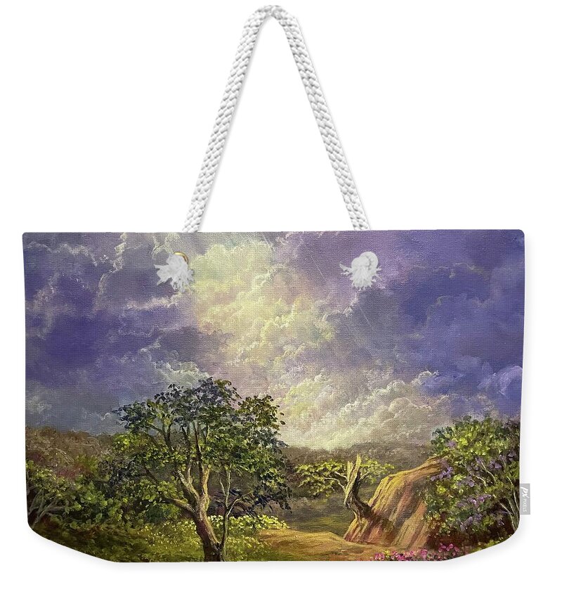 Celestial Weekender Tote Bag featuring the painting The Sustaining Celestial by Rand Burns