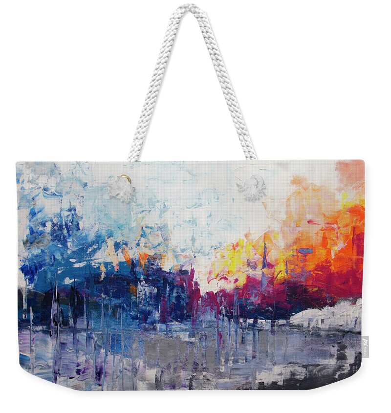 Winter Weekender Tote Bag featuring the painting The Symphony of a Winter Morning by Linda Bailey