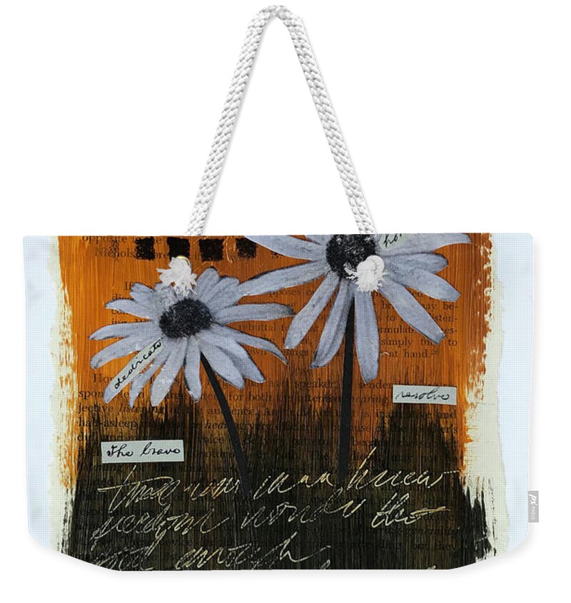 Mixed-media Weekender Tote Bag featuring the mixed media The Task Remaining by MaryJo Clark