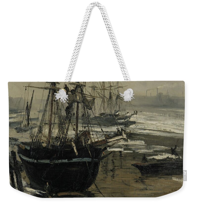 Thamas Weekender Tote Bag featuring the painting The Thames in Ice by James A Whistler
