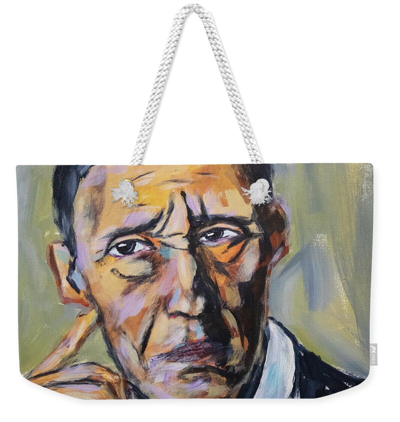 Man Weekender Tote Bag featuring the painting The Thinker by Mark Ross