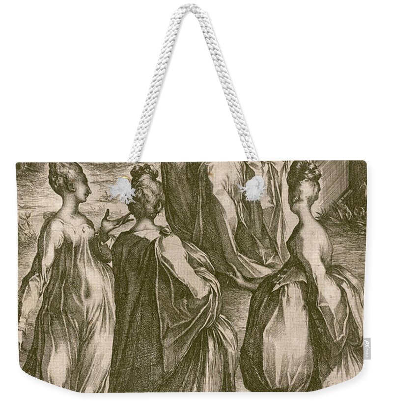 Jacques Bellange Weekender Tote Bag featuring the drawing The Three Marys at the Tomb by Jacques Bellange
