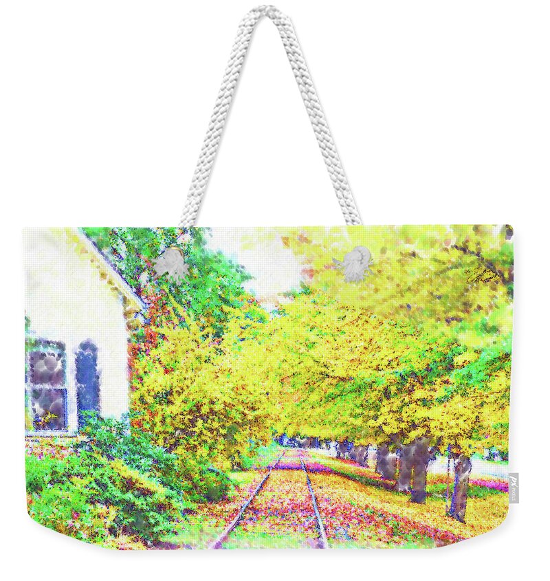 Train Tracks Weekender Tote Bag featuring the digital art The Tracks By The House by Kirt Tisdale