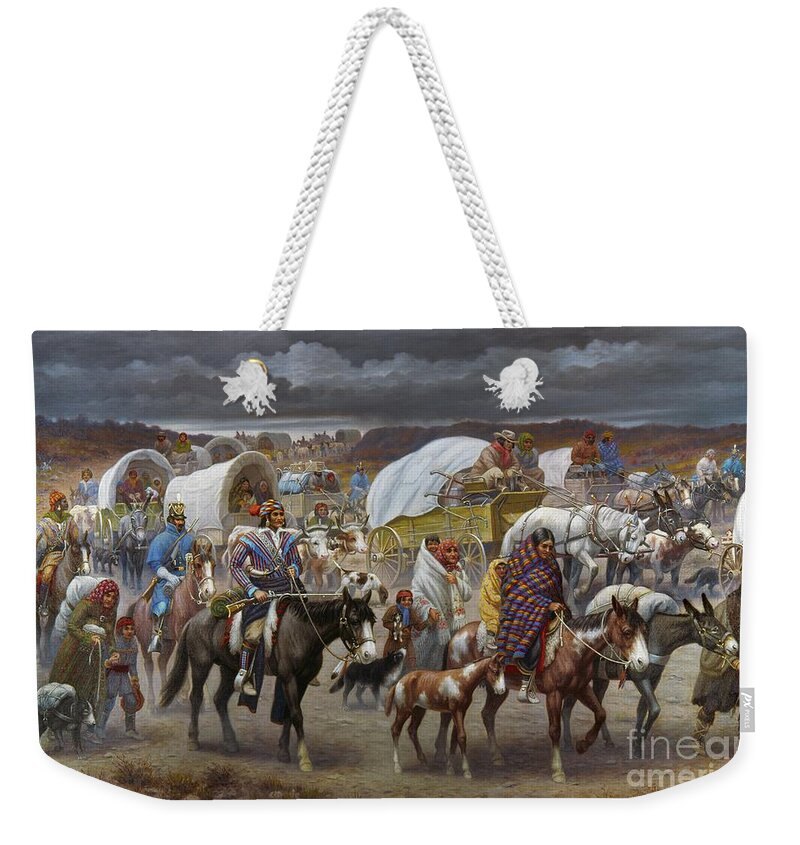 1838 Weekender Tote Bag featuring the painting The Trail Of Tears by Granger