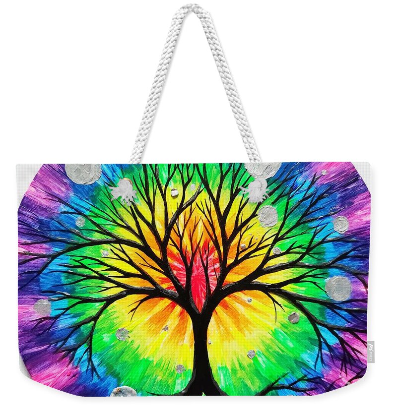 The tree of life and the rainbow fluorescent painting Weekender Tote Bag