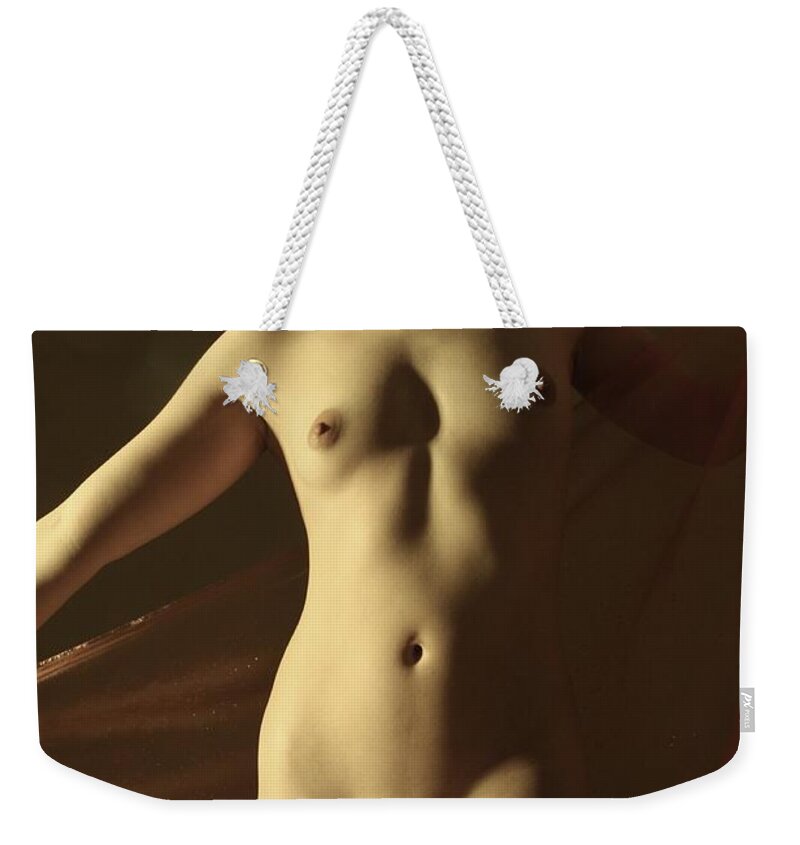 Nude Weekender Tote Bag featuring the photograph The Unveiling by Joe Kozlowski