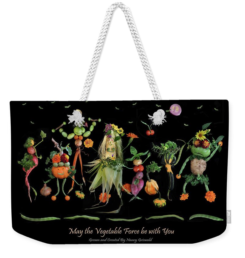Humor Weekender Tote Bag featuring the photograph The Vegetable Crusaders by Nancy Griswold