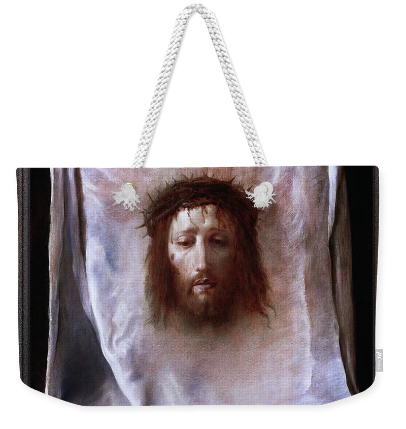 Veil Veronica Weekender Tote Bag featuring the painting The Veil of Veronica by Domenico Fetti by Rolando Burbon