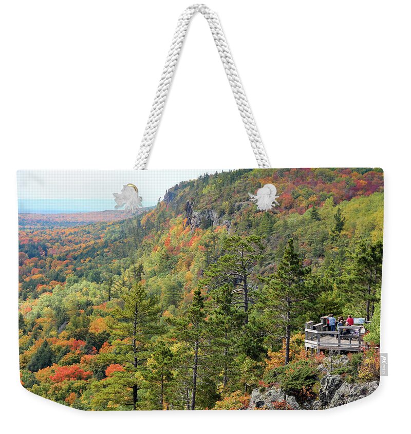 Porcupine Mountains Wilderness State Park Weekender Tote Bag featuring the photograph The Viewing Platform by Robert Carter