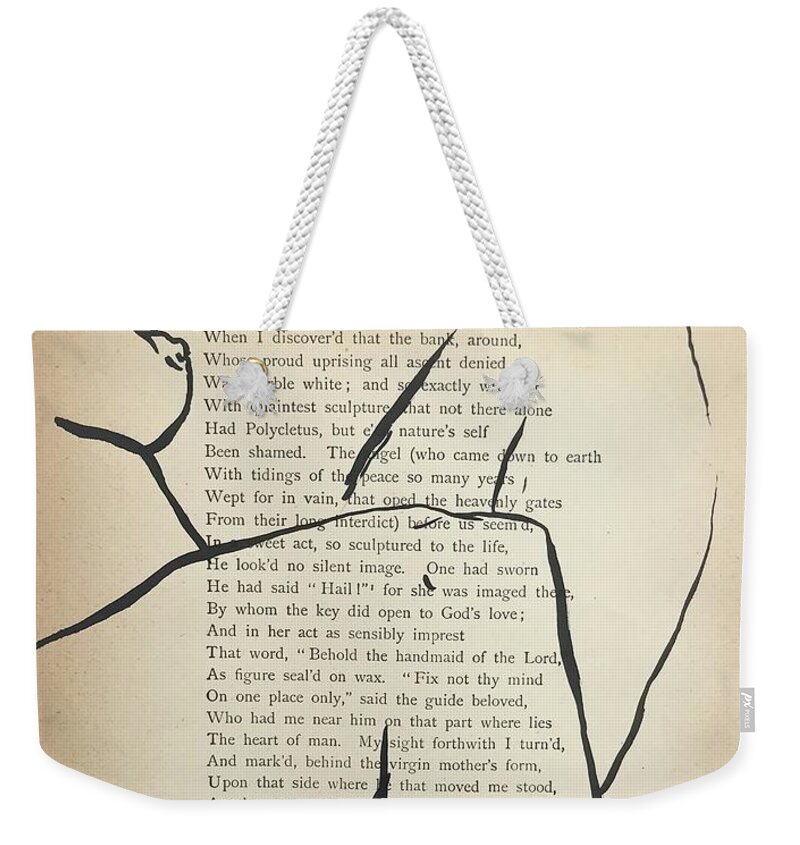 Sumi Ink Weekender Tote Bag featuring the drawing The Vision 48 by M Bellavia