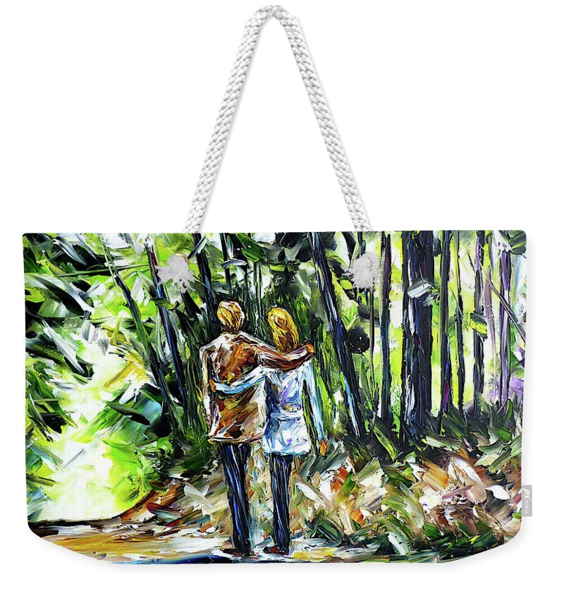 People In Love Weekender Tote Bag featuring the painting The Walk by Mirek Kuzniar