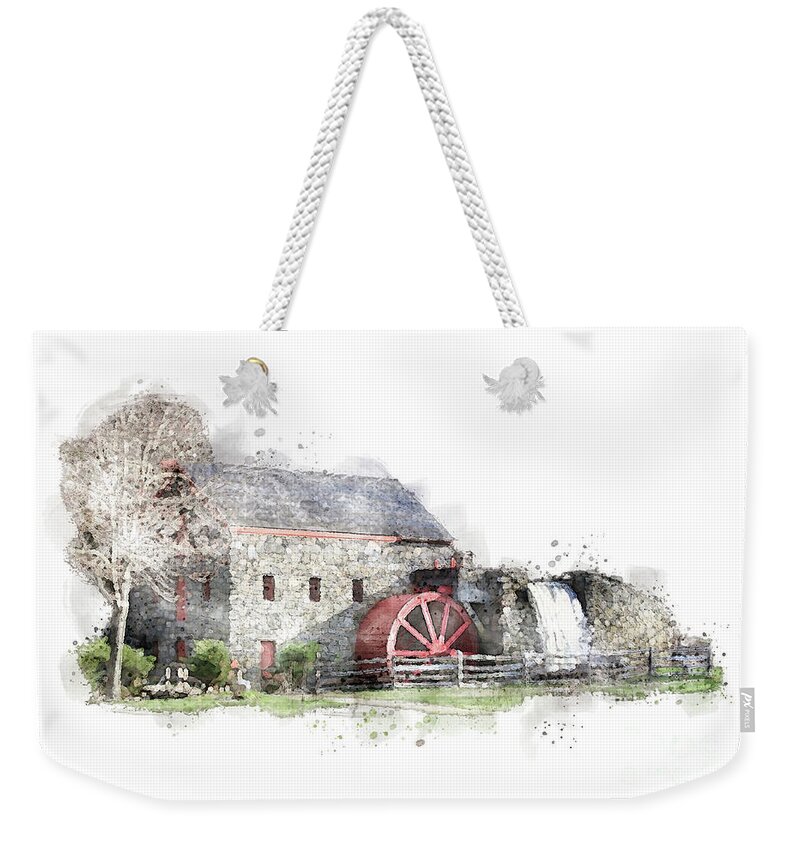 Wayside Inn Grist Mill Weekender Tote Bag featuring the digital art The Wayside Inn Grist Mill by Jayne Carney