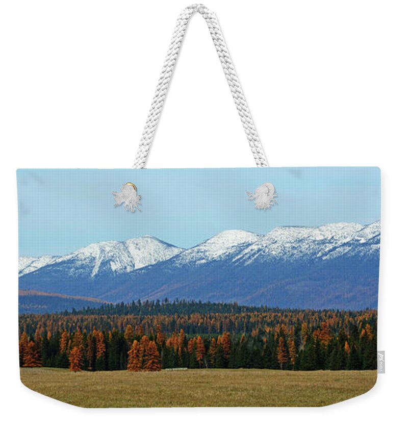 Whitefish Montana Weekender Tote Bag featuring the photograph The Whitefish Range by Whispering Peaks Photography