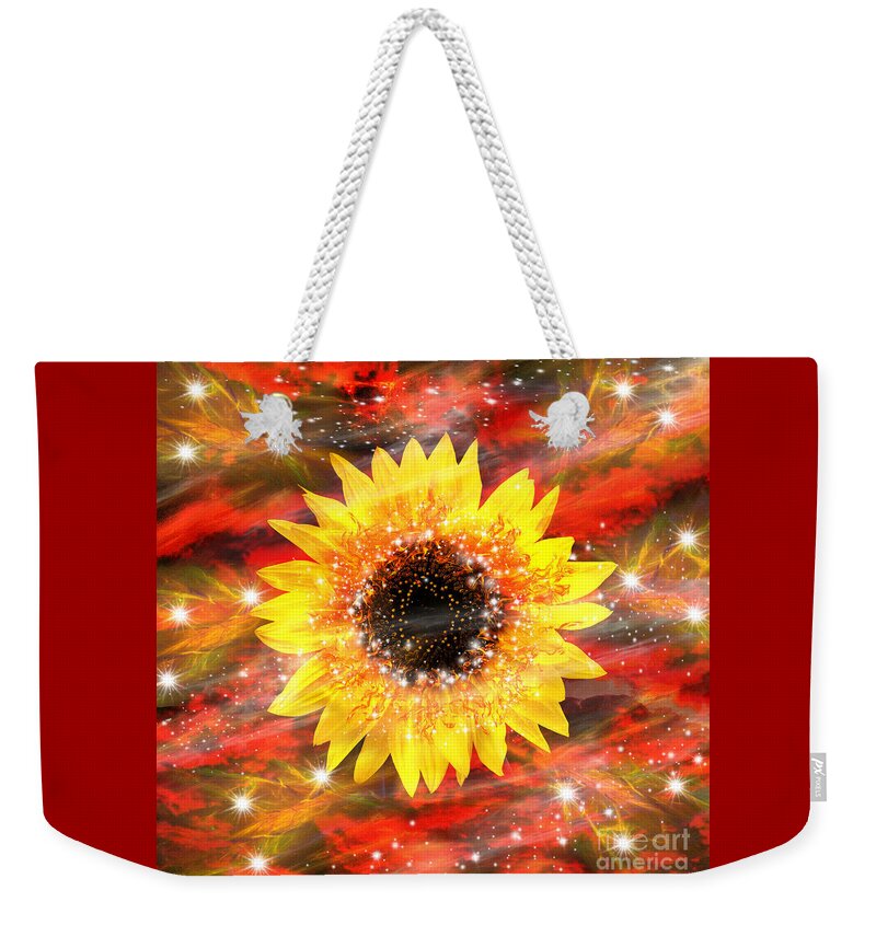 Sunflower Weekender Tote Bag featuring the mixed media The Winds Of Destiny by Diamante Lavendar