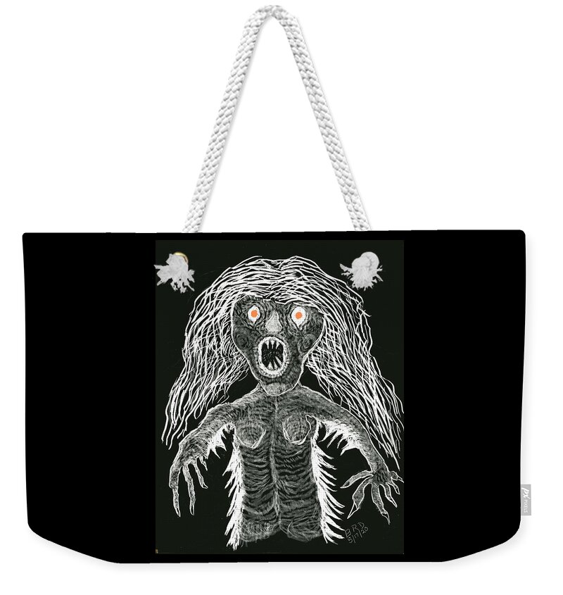 The Y Cyhraeth Weekender Tote Bag featuring the drawing The Y Cyhraeth by Branwen Drew