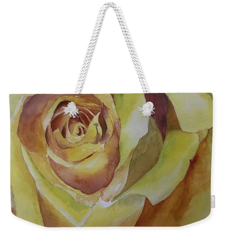  Weekender Tote Bag featuring the painting The Yellow Rose of Friendship by Tara Moorman