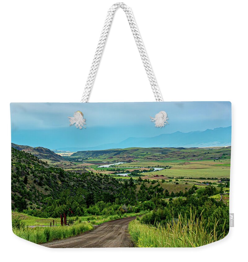 Serpentine Weekender Tote Bag featuring the photograph The Yellowstone River Valley by Douglas Wielfaert