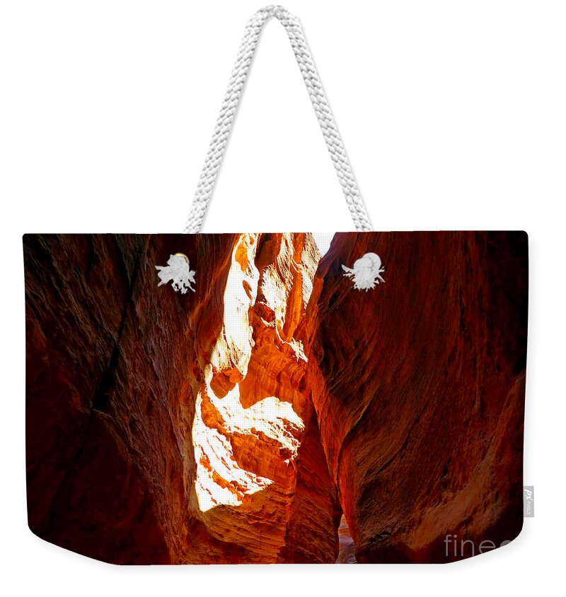 Petra Weekender Tote Bag featuring the photograph There is Light by Tina Mitchell