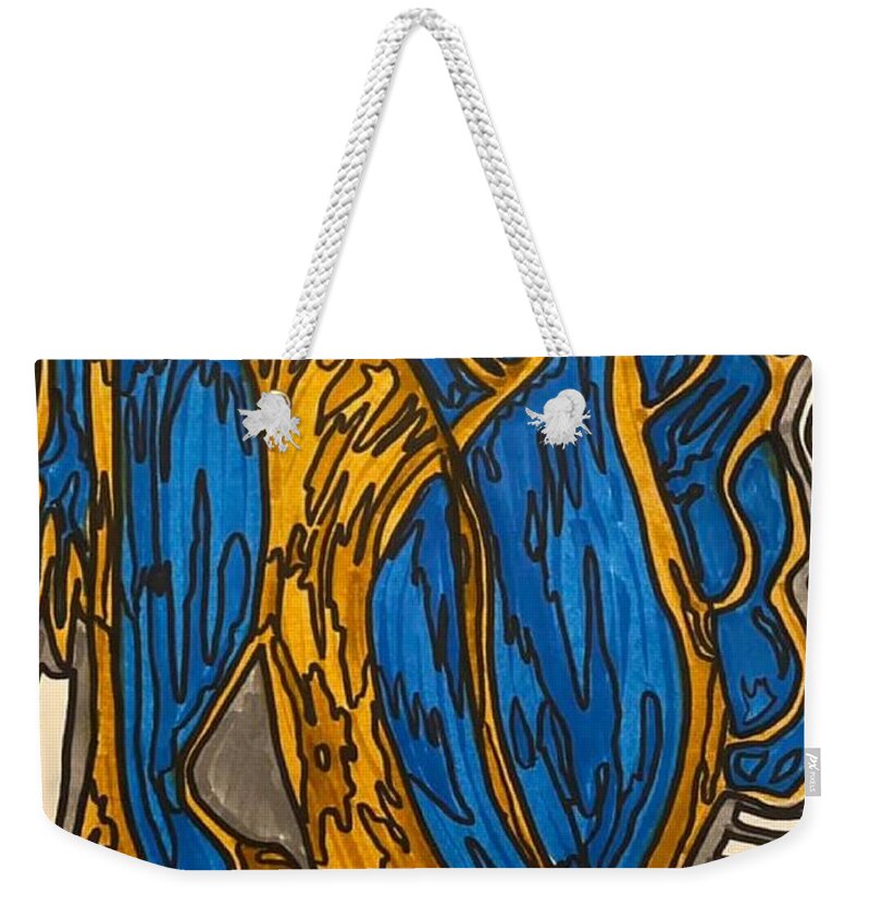  Weekender Tote Bag featuring the painting Thinker by Lorena Fernandez