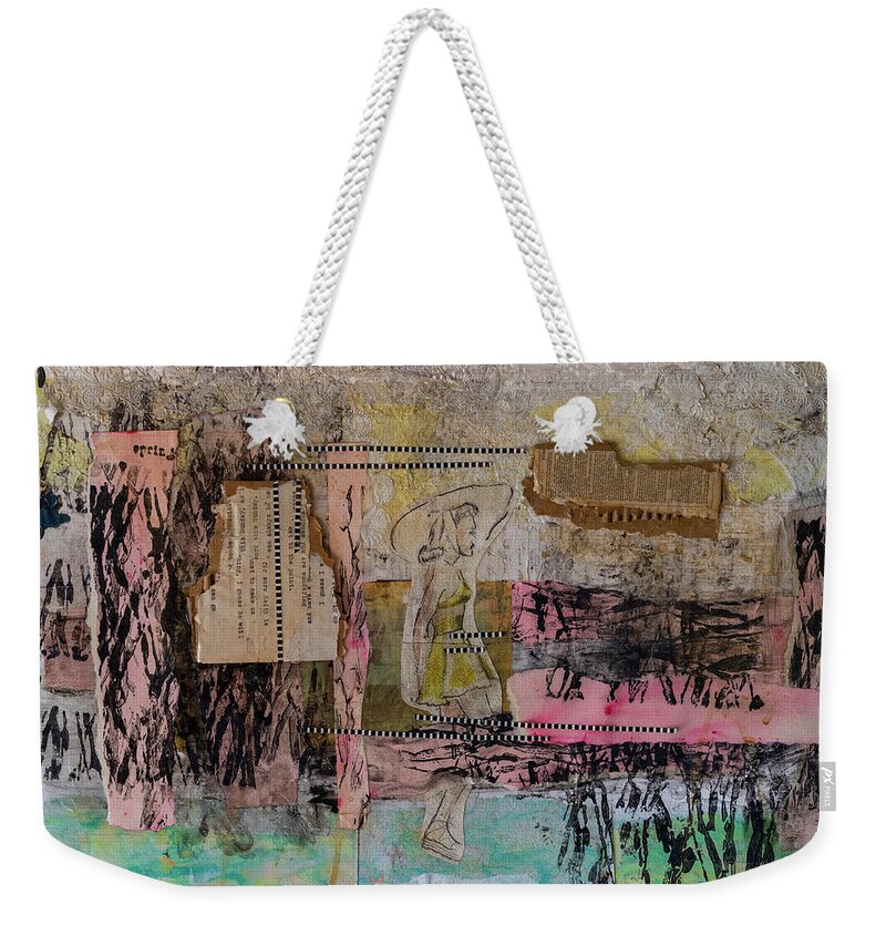 Collage Weekender Tote Bag featuring the mixed media This Sunday Collage by Cathy Anderson